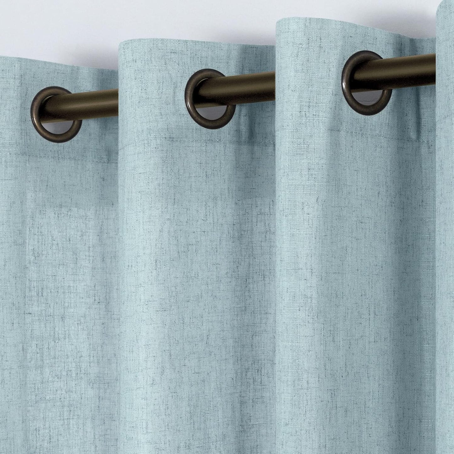 KOUFALL Seafoam Aqua Linen Curtains for Modern Living Rooms
