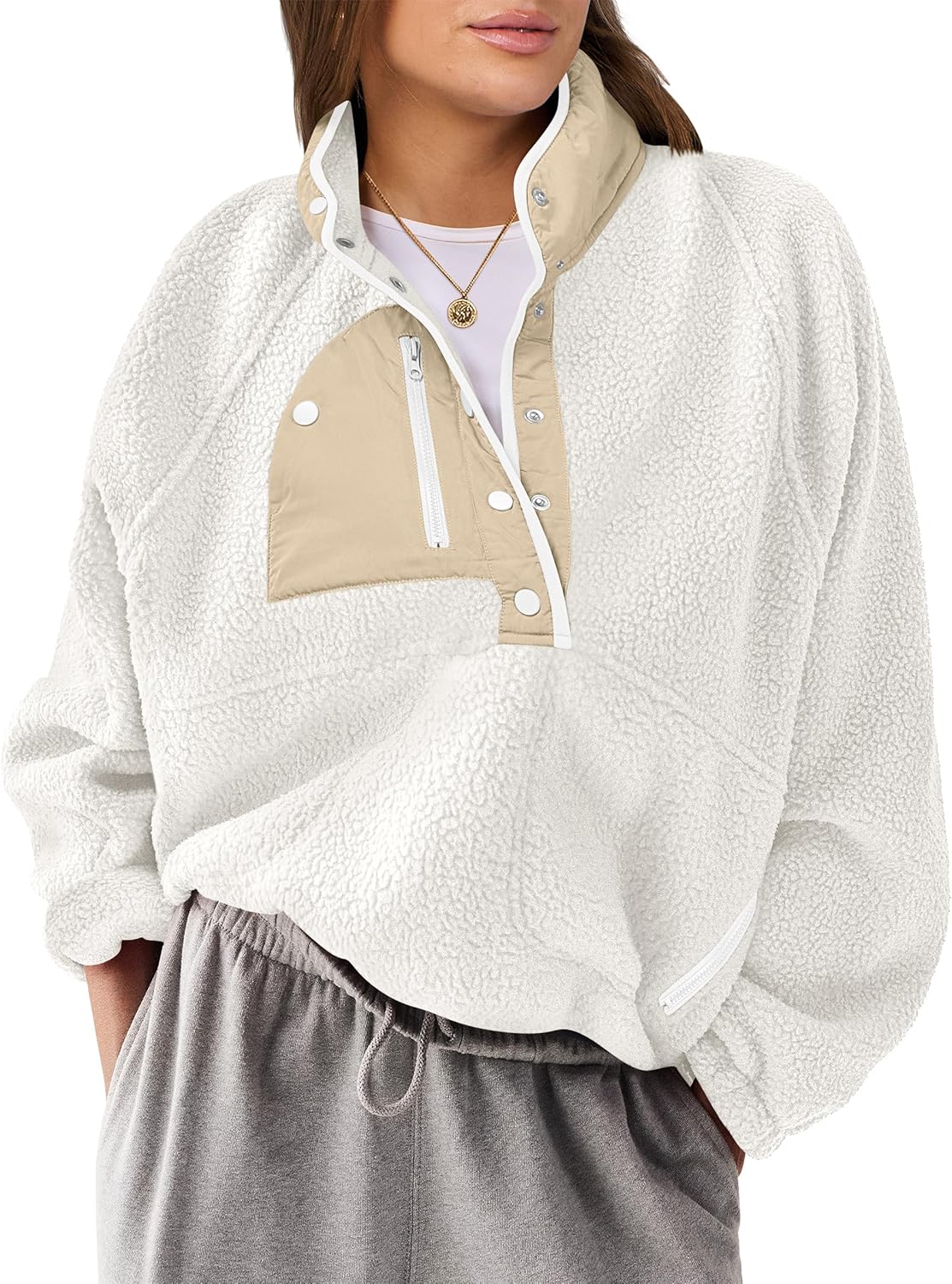 Fuzzy Fleece Pullover Sherpa Sweatshirt for Women - Cozy Style