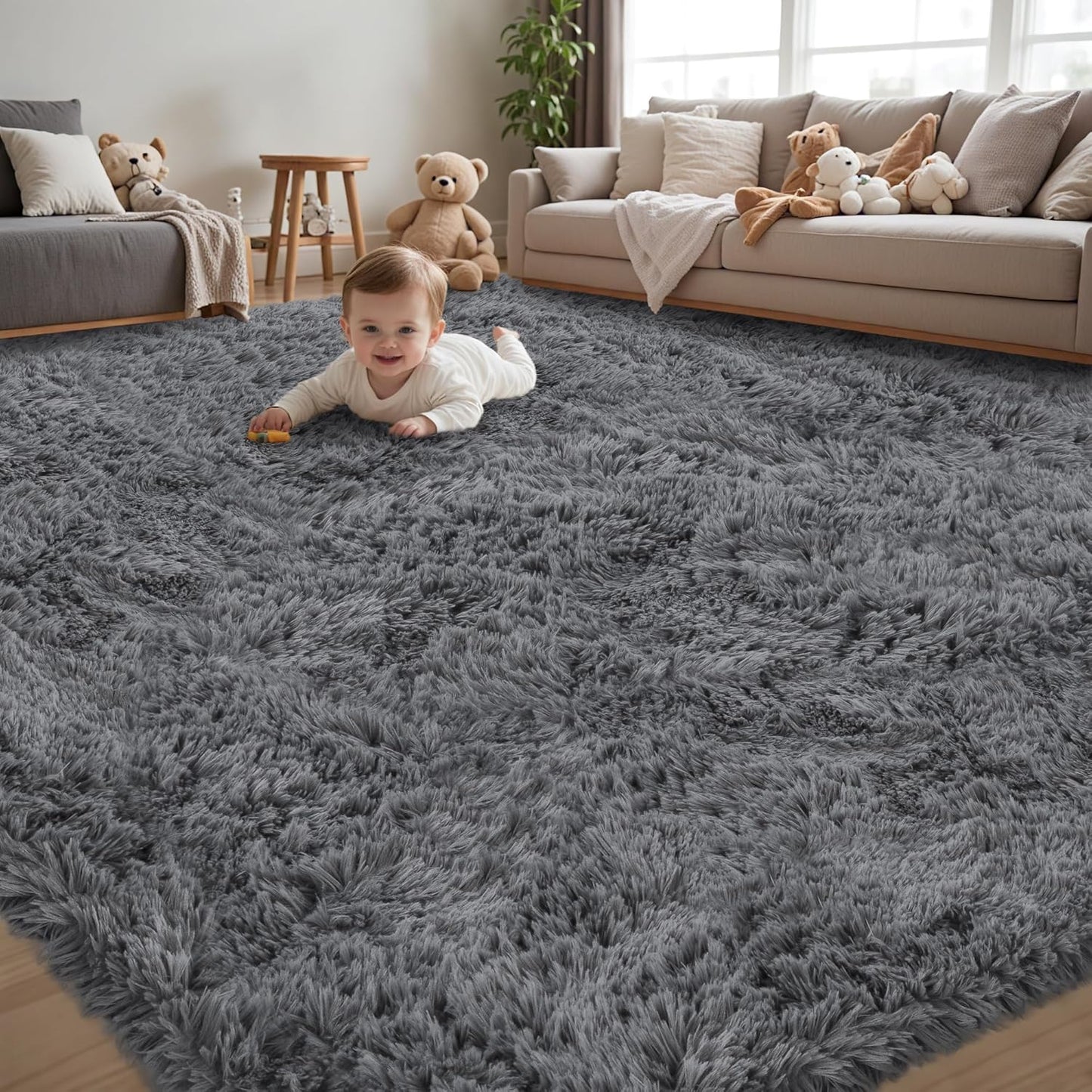 Ultra Soft Fluffy 6x9 Area Rug for Living Room and Bedroom