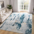 Ompaa Living Room Rug 5x8 Aqua Blue Non Slip Abstract Design