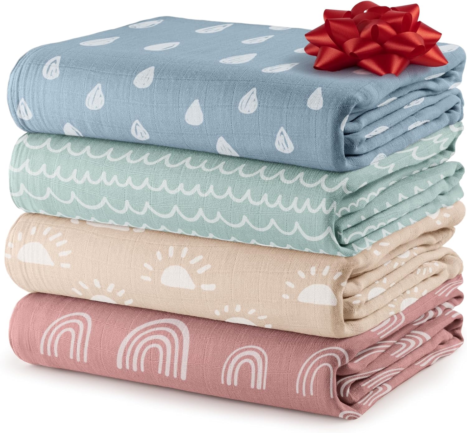 Comfy Cubs Muslin Swaddle Blankets Pack of 4 for Newborns