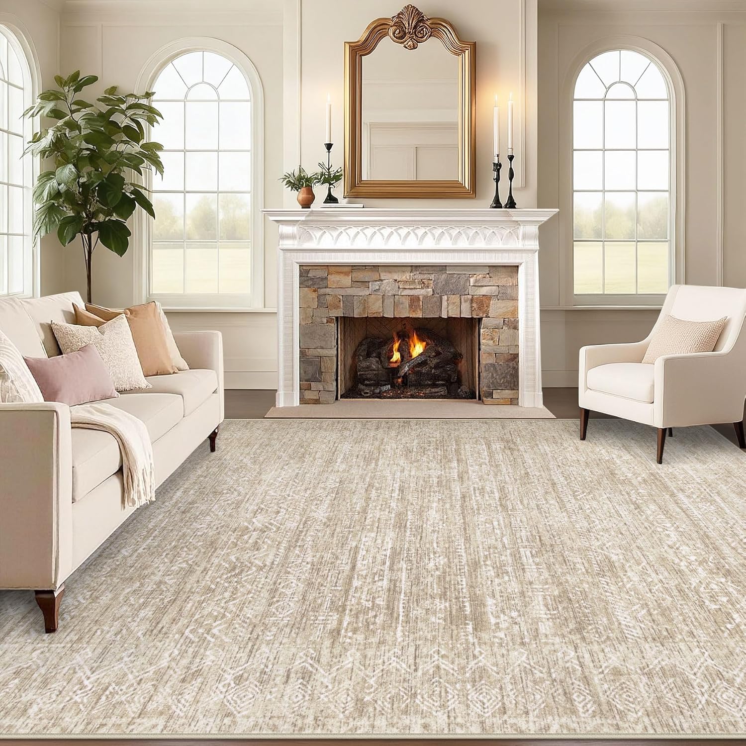 Washable Rug 9x12 Area Rugs for Living Room and Bedroom