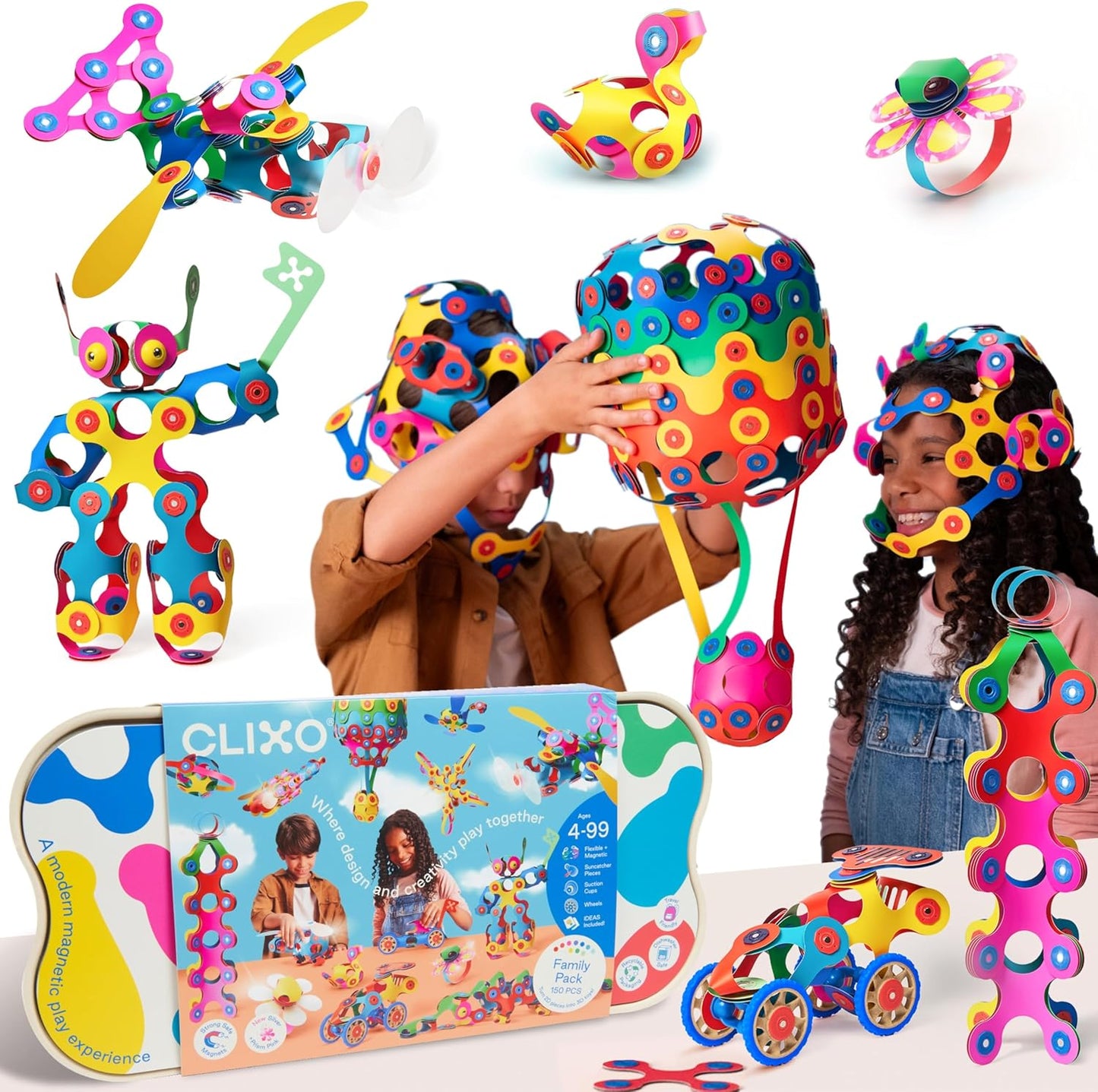 Clixo Friendship Pack 150-Piece Magnetic Building Toy for Fun