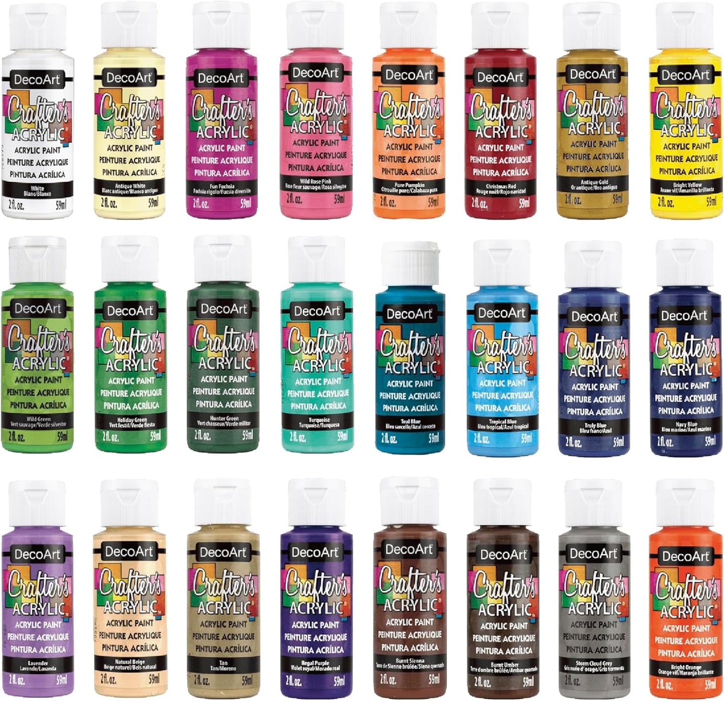 24 Vibrant Matte Craft Paints, 48oz DecoArt Set