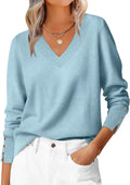 ANRABESS Sweaters for Women V Neck Long Sleeve - Soft Work Pullover