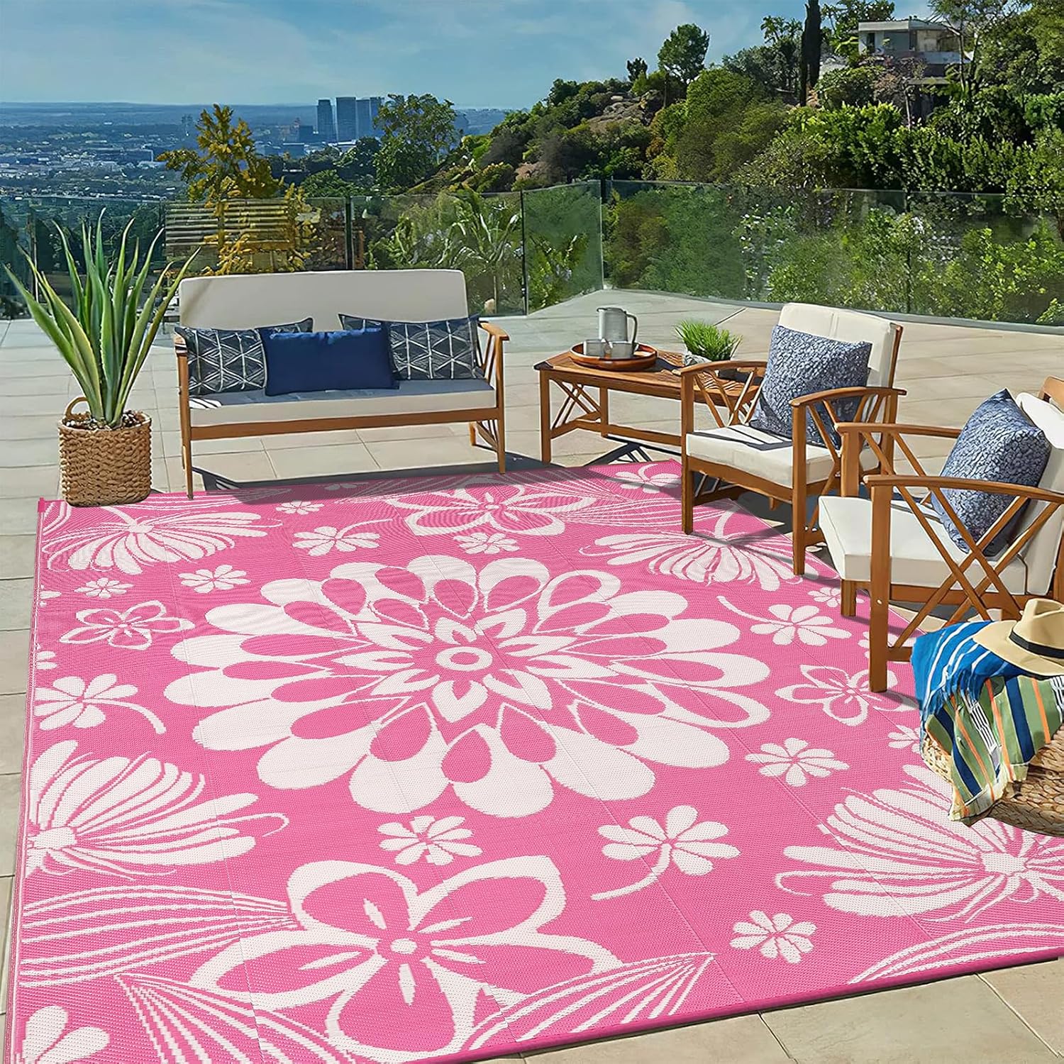 Ileading Outdoor Plastic Straw Rug 8x10ft for Patio and Camping