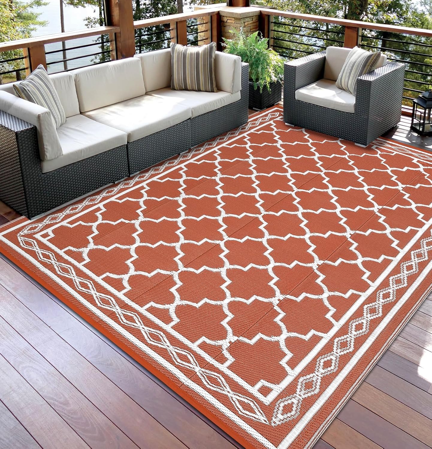 GarveeHome Outdoor Waterproof Rug 10x14 for Camping and More