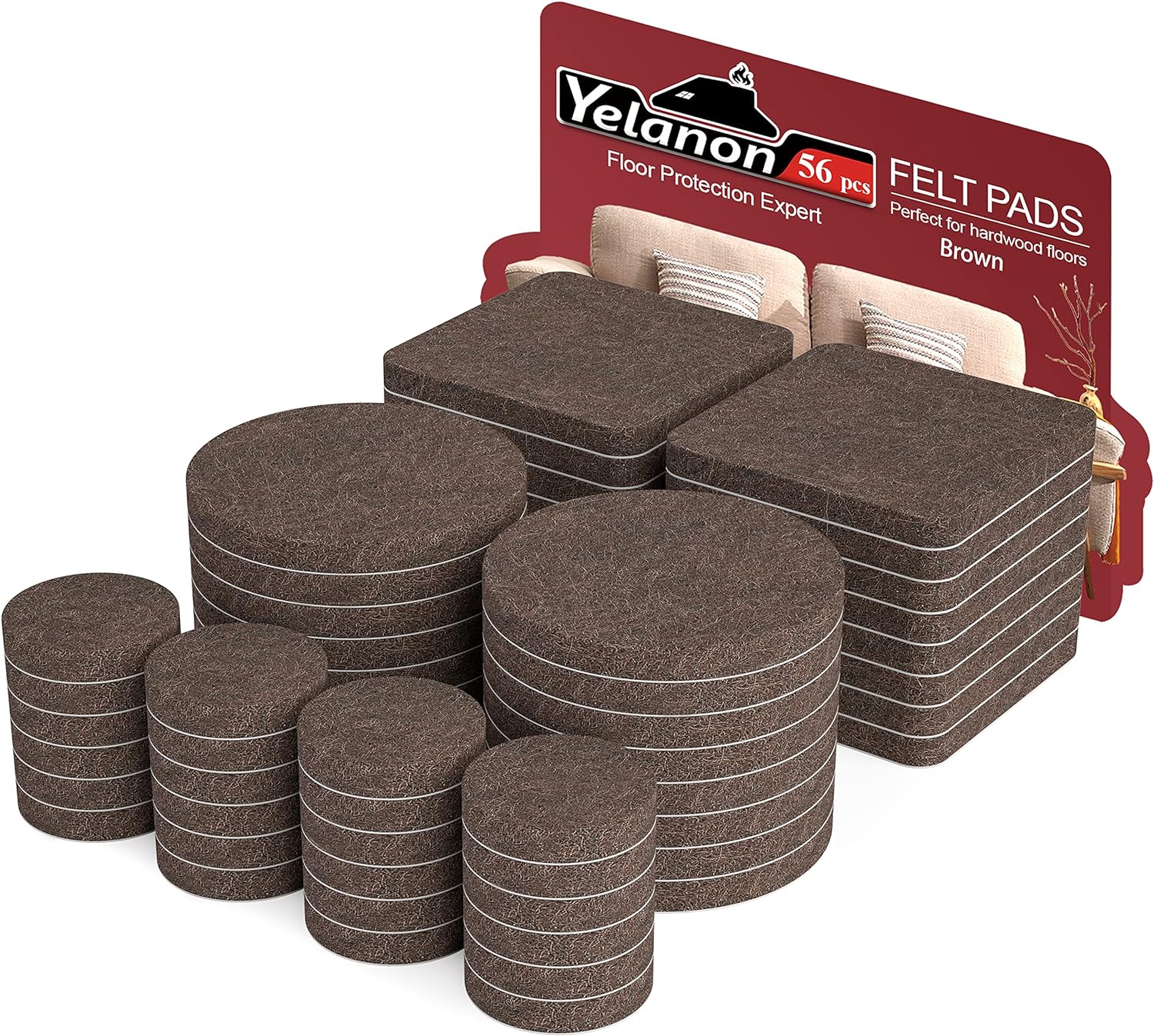 Protect Floors: Yelanon Felt Pads - 56 Pcs Furniture Protectors