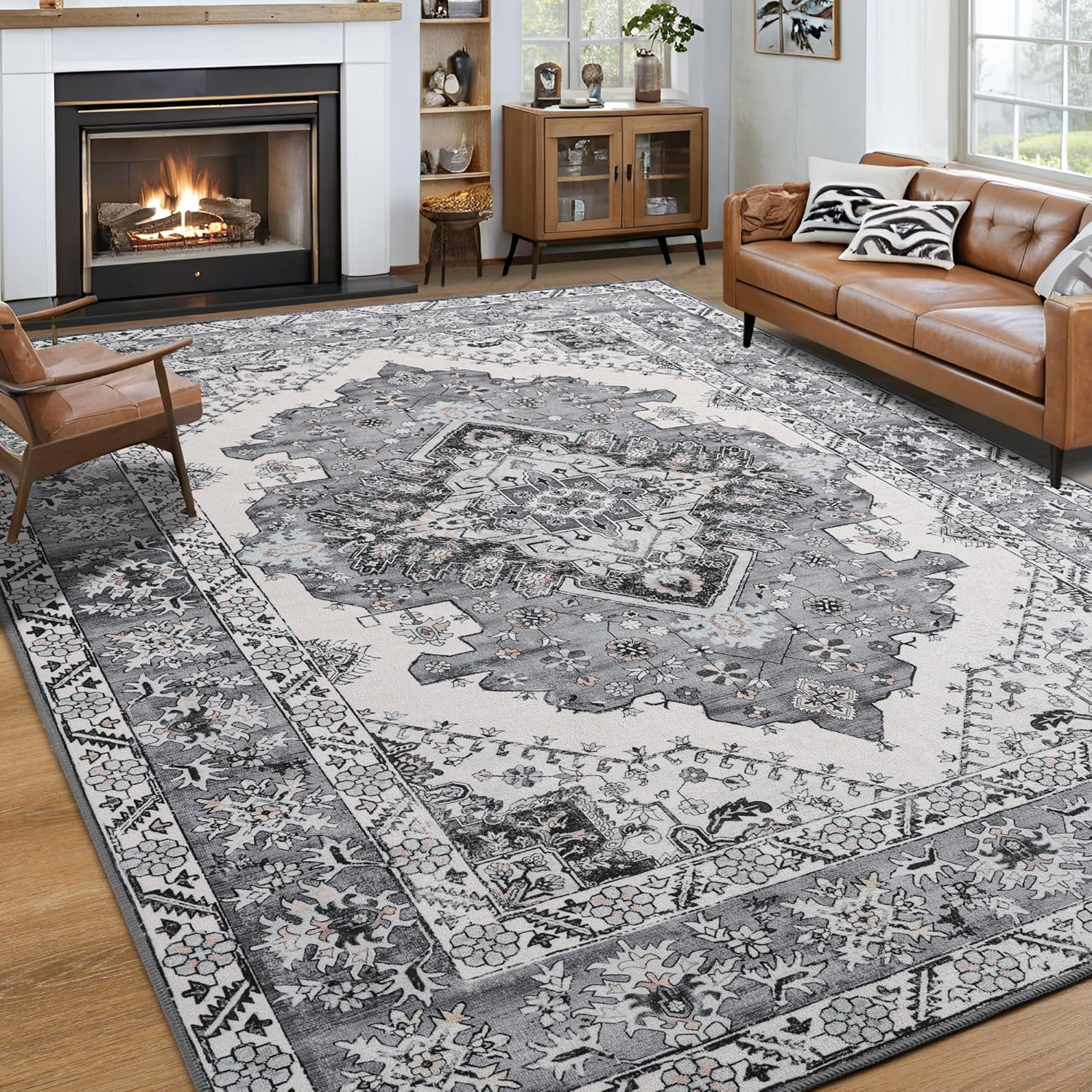 Vintage Area Rug 5x8 for Living Room, Bedroom, and More