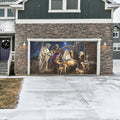 Evergreen Christmas Double Garage Door Cover Nativity Scene - Festive
