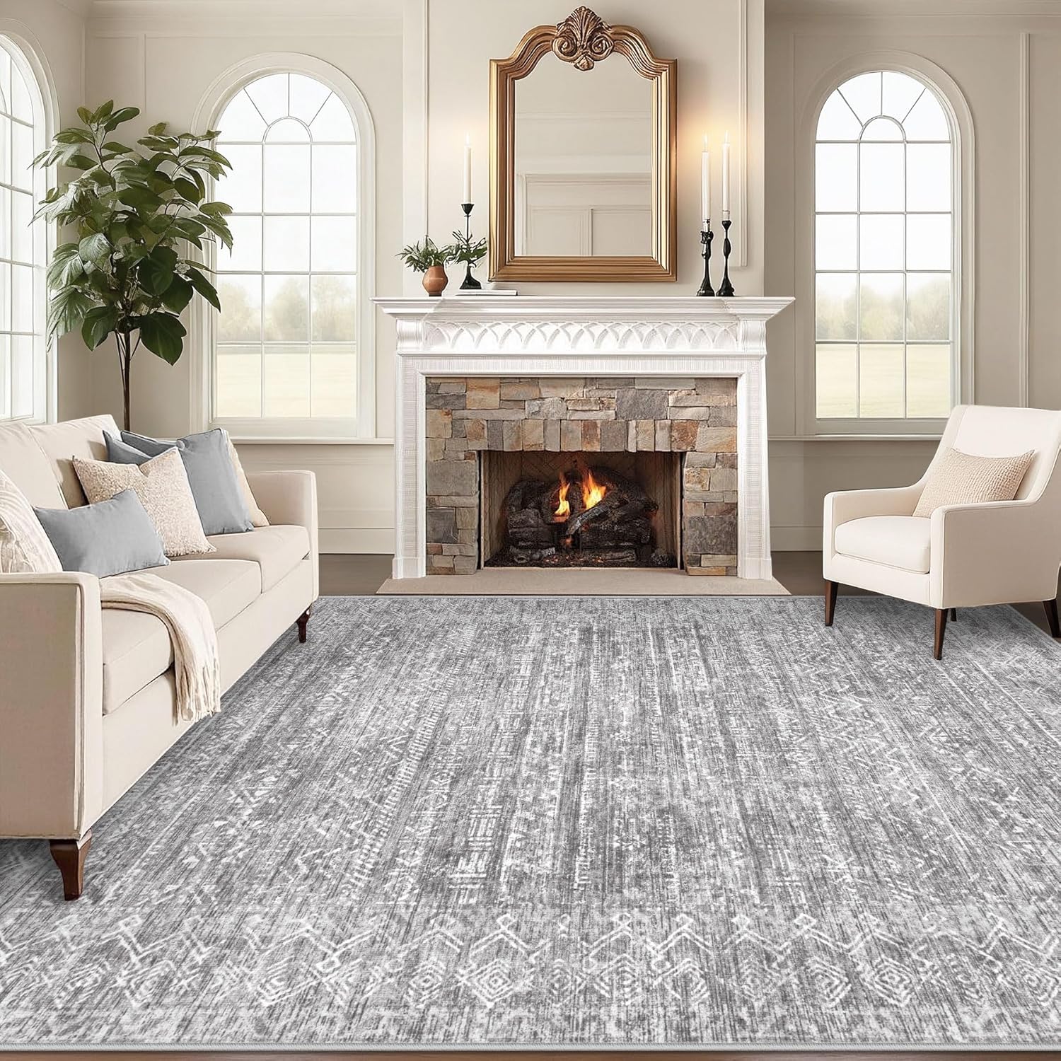 Washable Rug 8x10 Area Rugs for Living Room and Bedroom