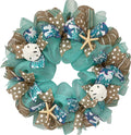 Starfish and Sand Dollar Ribbon Beach Wreath - Handmade Coastal Decor