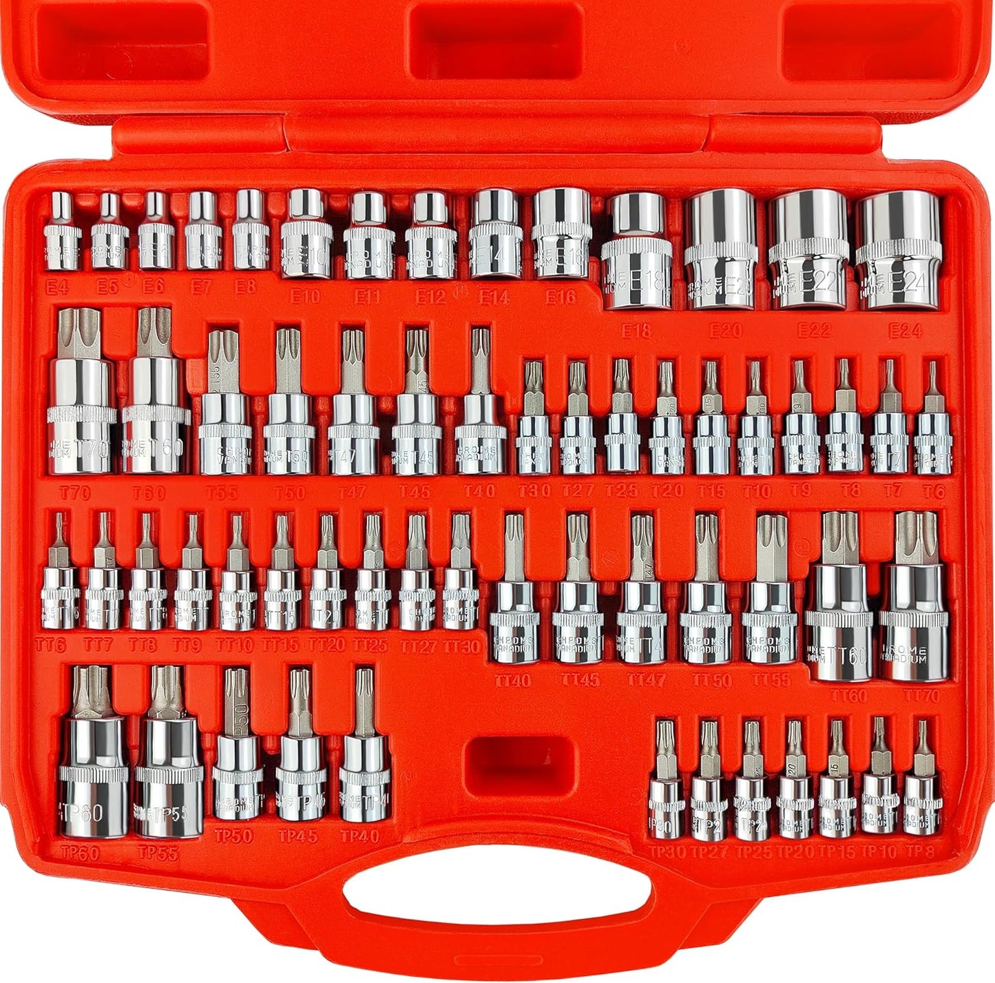 WETT Master Torx Bit Socket Set - 60-Piece Drive E-Torx Sockets