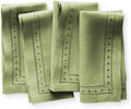 Linen Napkins 18 x 18 in Olive Green - Hemstitch Set of 4