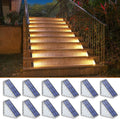 Solar Step Lights 12 Pack - Warm White Outdoor Stair Lighting 3000K