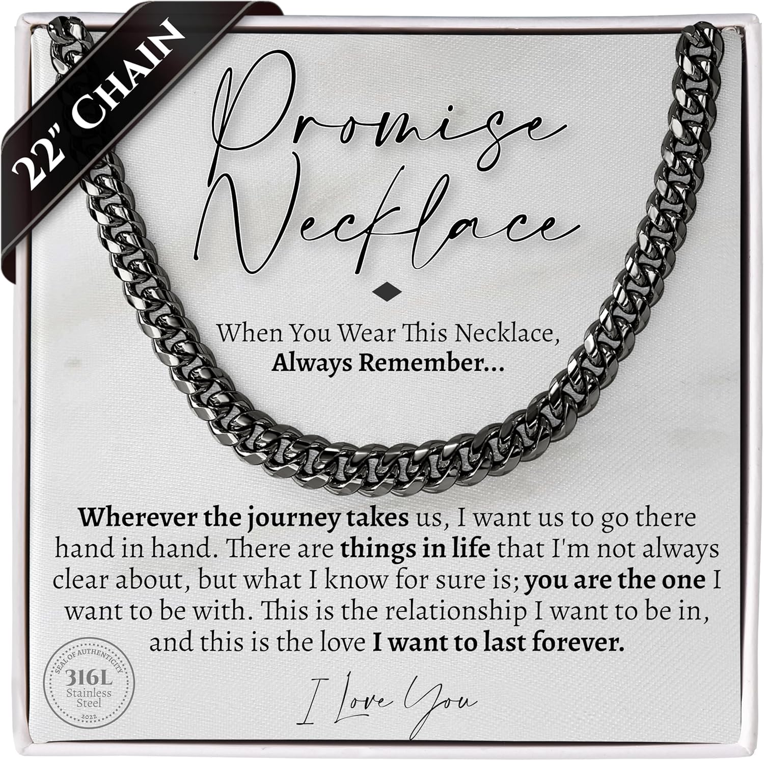 Promise Cuban Chain Necklace for Him - Sentimental Gift Idea