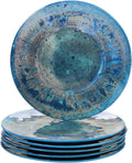 Set of 6 Radiant Teal Melamine Dinner Plates, Multicolor