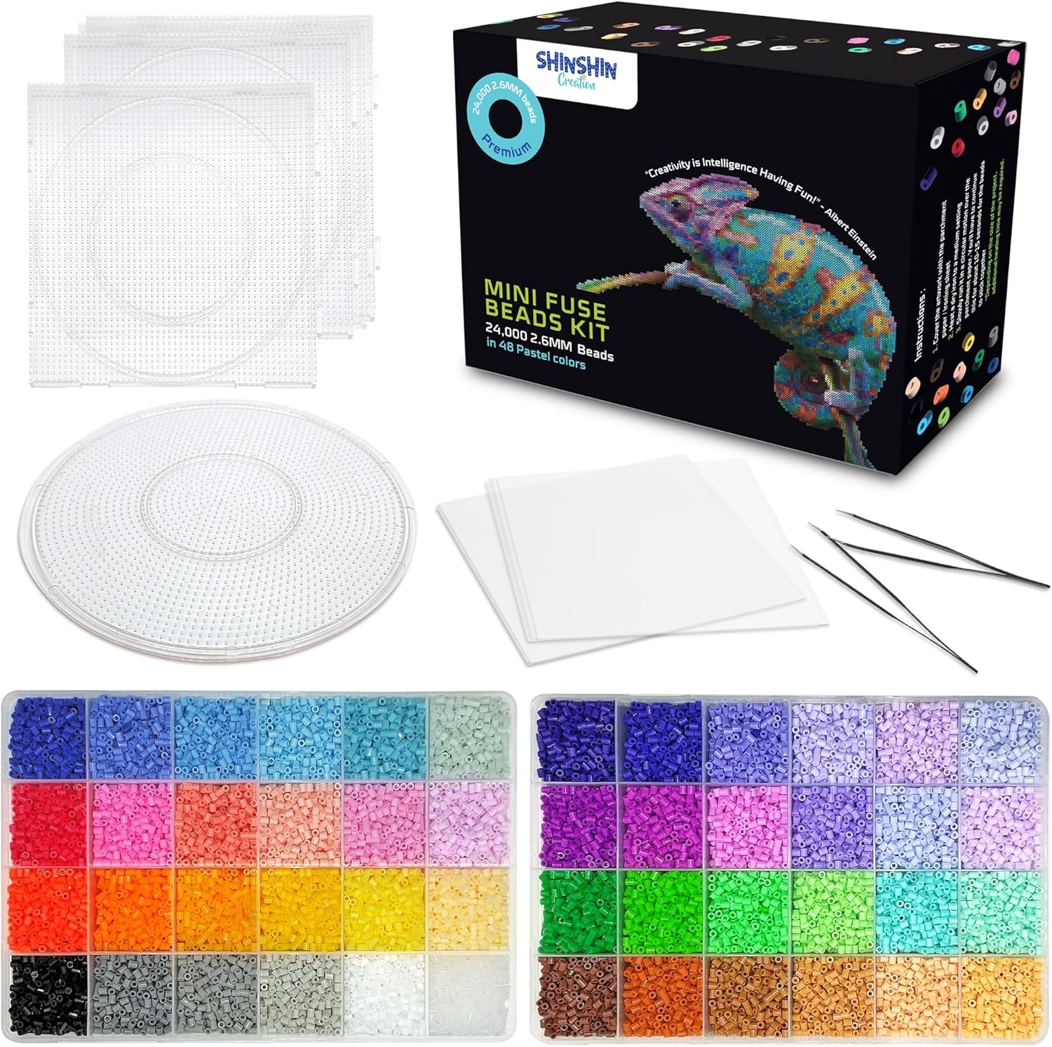 24,000 Mini 2.6mm Fuse Beads Kit for Adults - 48 Colors