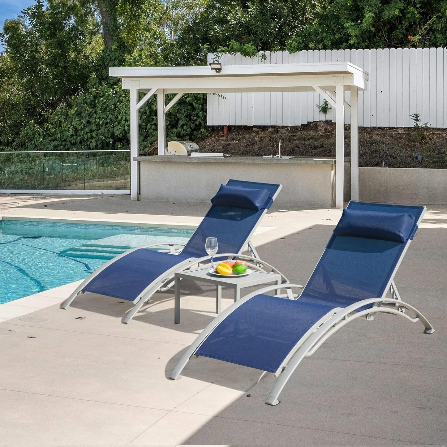 Domi Pool Lounge Chairs Set of 3 for Ultimate Outdoor Relaxation