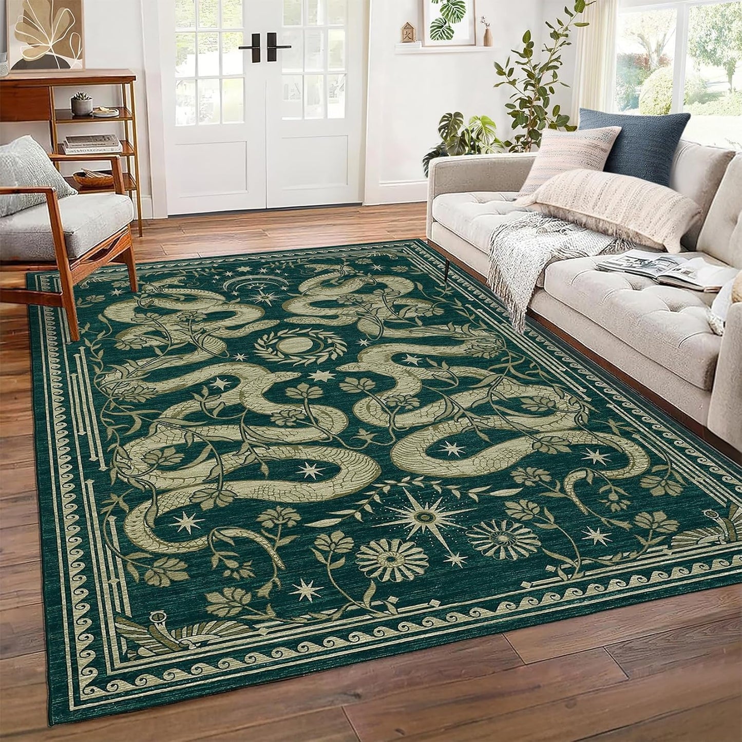Snake Washable Rugs 5x7 Area Rug for Living Room and More