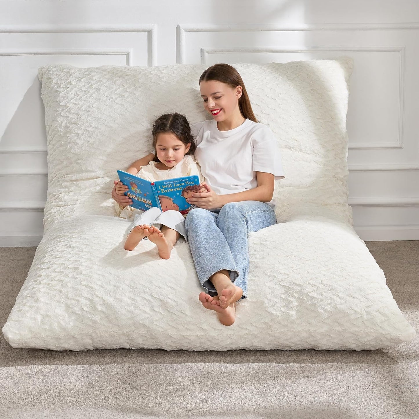 Chevron Fur Bean Bag Chair - 3 in 1 Versatile Comfort