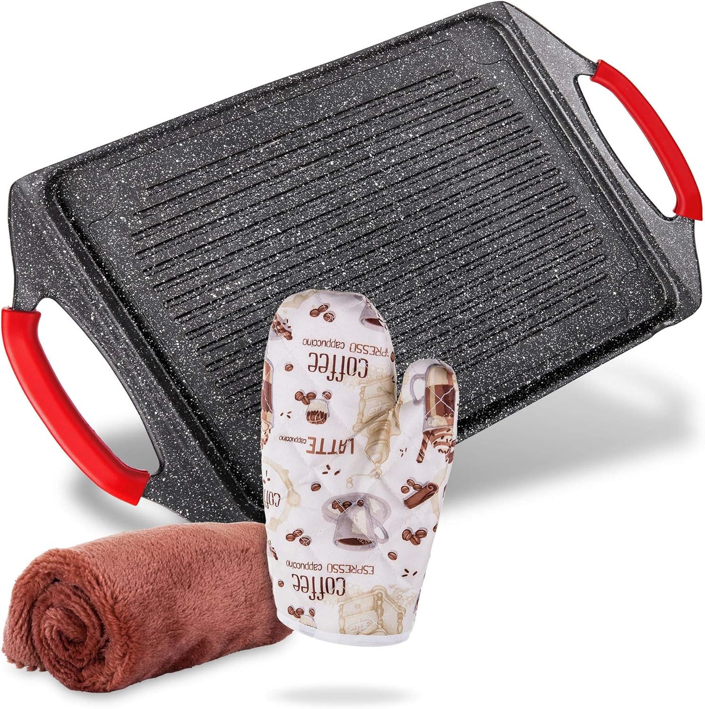 Moss & Stone Griddle Aluminum BBQ Pan for Indoor Cooking