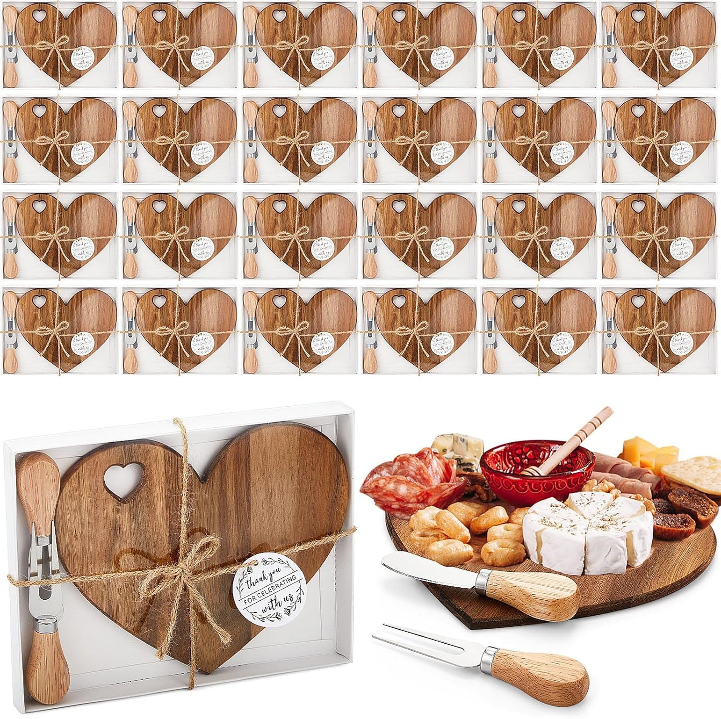 Heart Cheese Board Set for Bridal Shower Gifts and Prizes