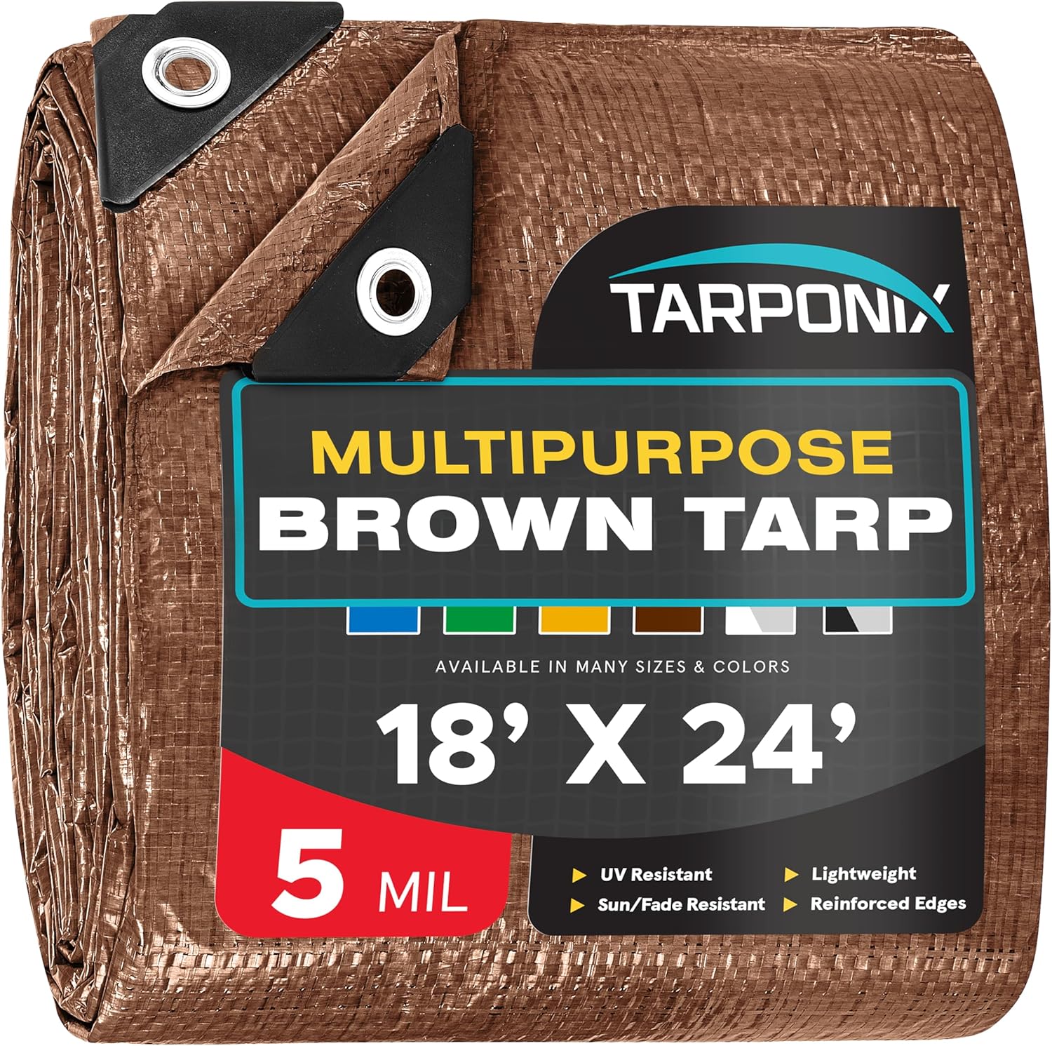 Brown Poly Tarp 18 x 24 Lightweight Waterproof Cover for All Uses
