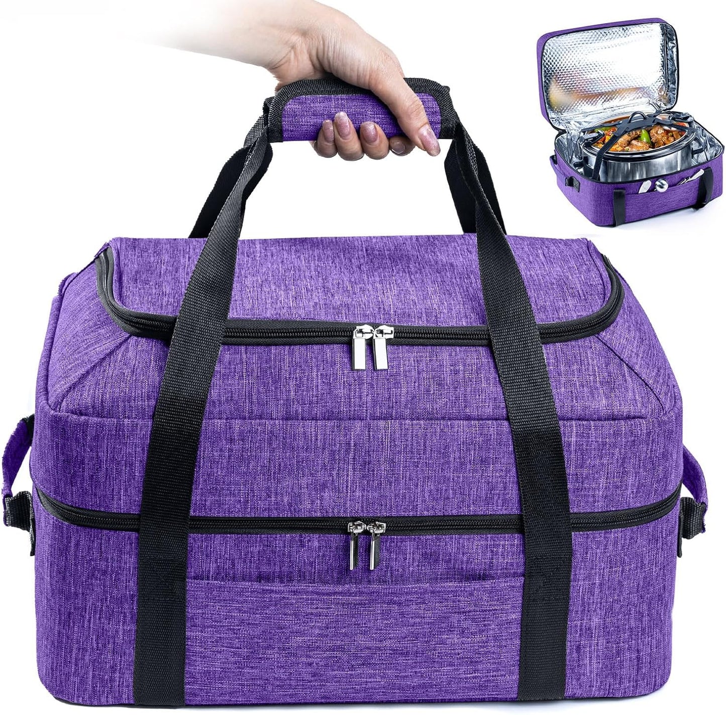 Double-Layer Slow Cooker Carrying Bag for 6-8 Quart CrockPot