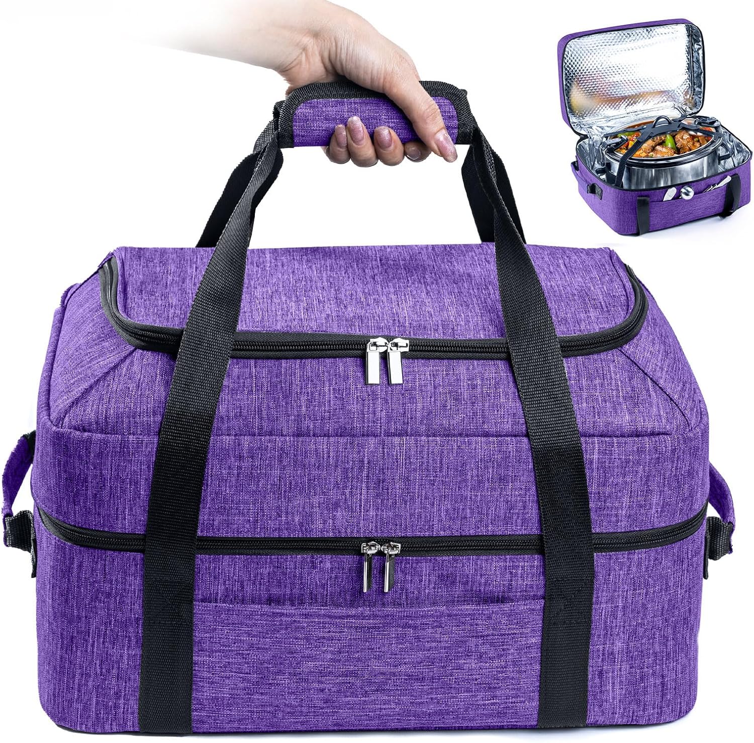 Double-Layer Slow Cooker Carrying Bag for 6-8 Quart CrockPot