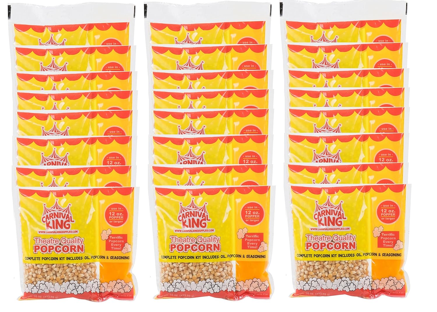 King All-in-One Popcorn Kit for 12-14 oz. Poppers - 24 Case
