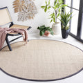 Natural Fiber Area Rug 4ft Round - Marble & Dark Grey Design
