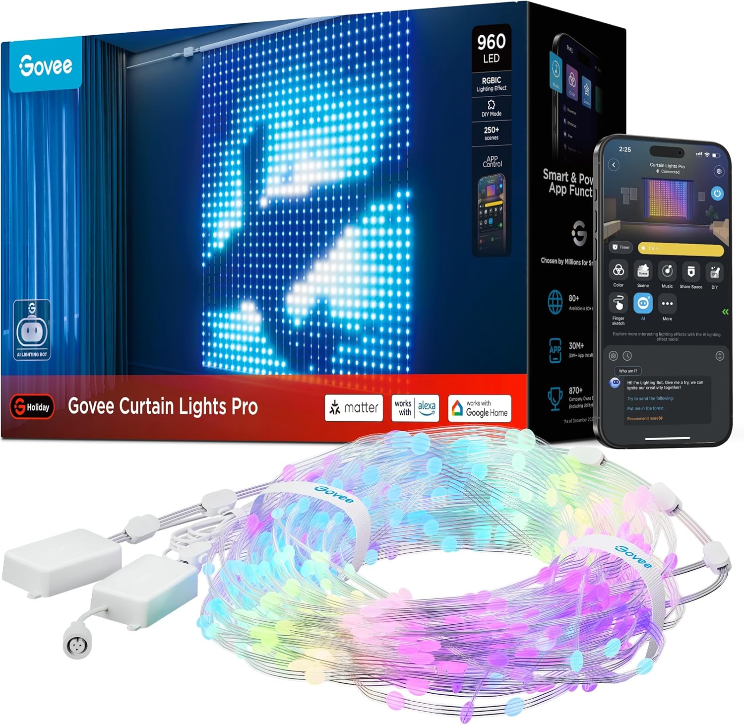 Govee Curtain Lights Pro: Smart Color Changing LED Decor