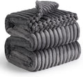 Bedsure GentleSoft Grey Fleece Queen Blanket for Couch - Cozy 90x90
