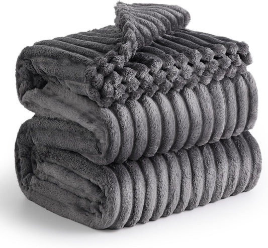 Bedsure GentleSoft Grey Fleece King Blanket for Ultimate Comfort