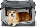 Soft Collapsible Dog Crate 26 in - Portable 4-Door Travel Crate Grey