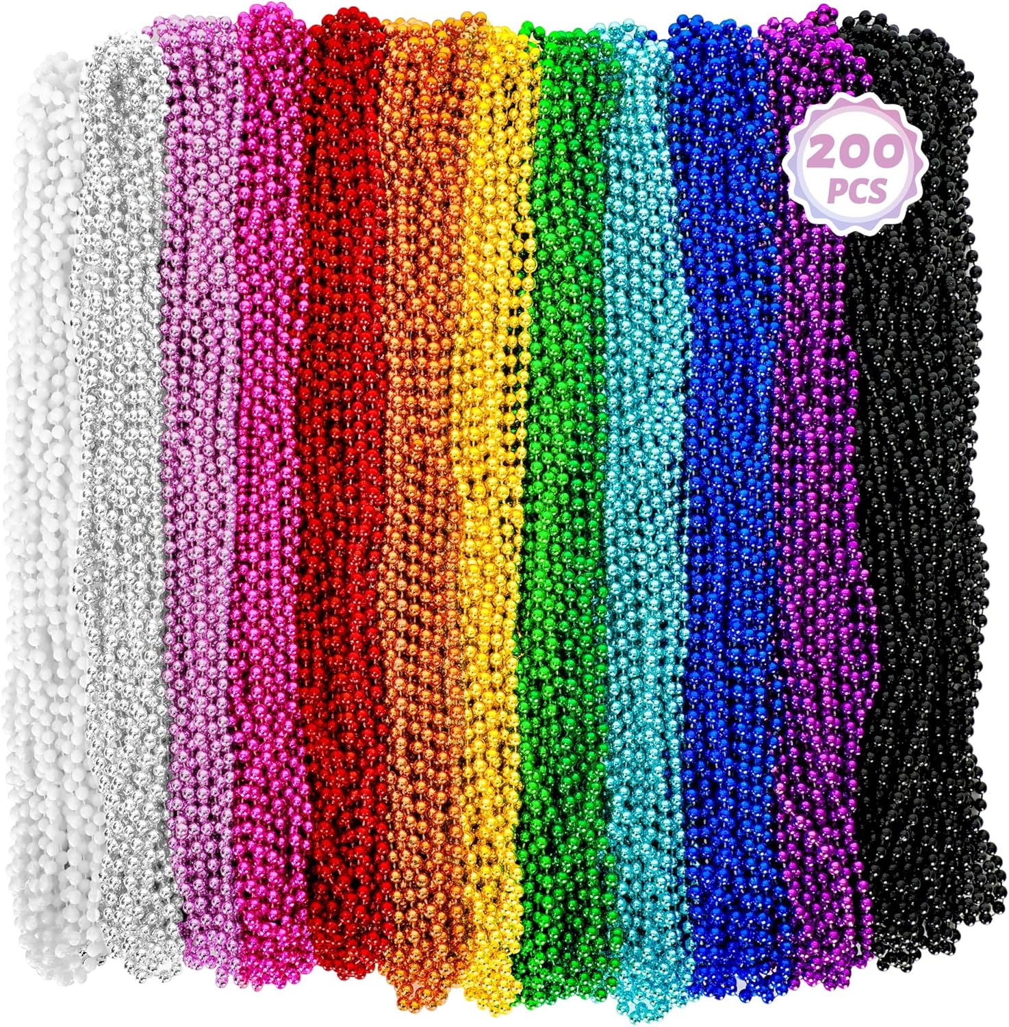 200PCS Mardi Gras Beads for Parties, Parades, and Celebrations