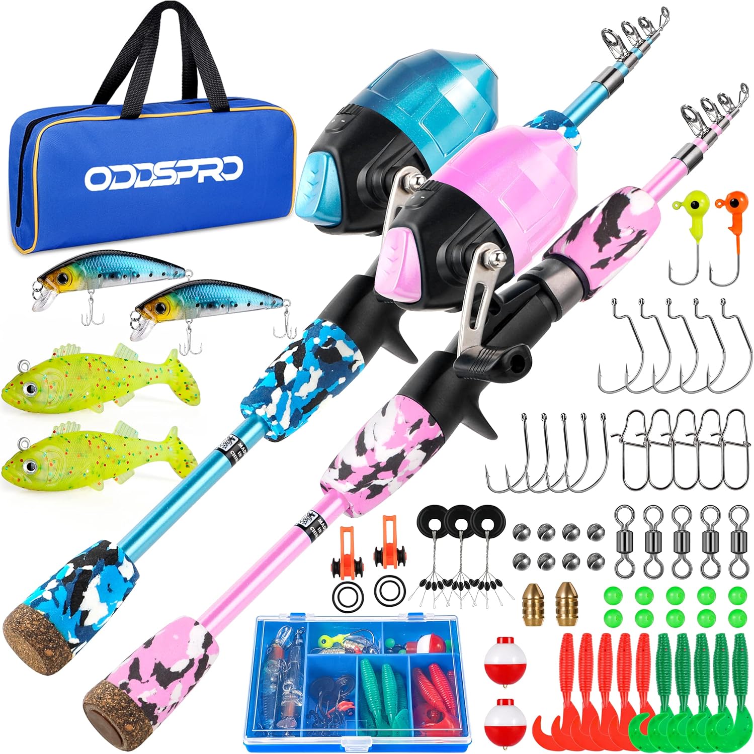 ODDSPRO Kids Fishing Pole Pink - Perfect Starter Kit for Youth