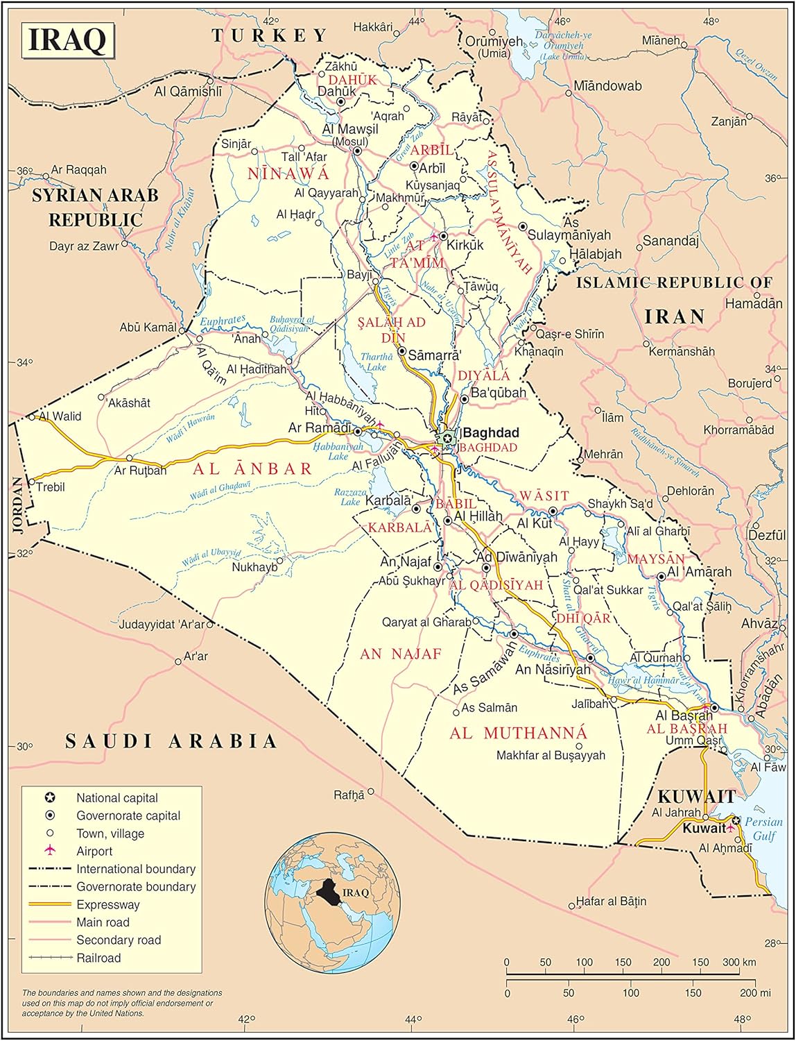 Iraq Map Poster: Detailed Political & Administrative Layout