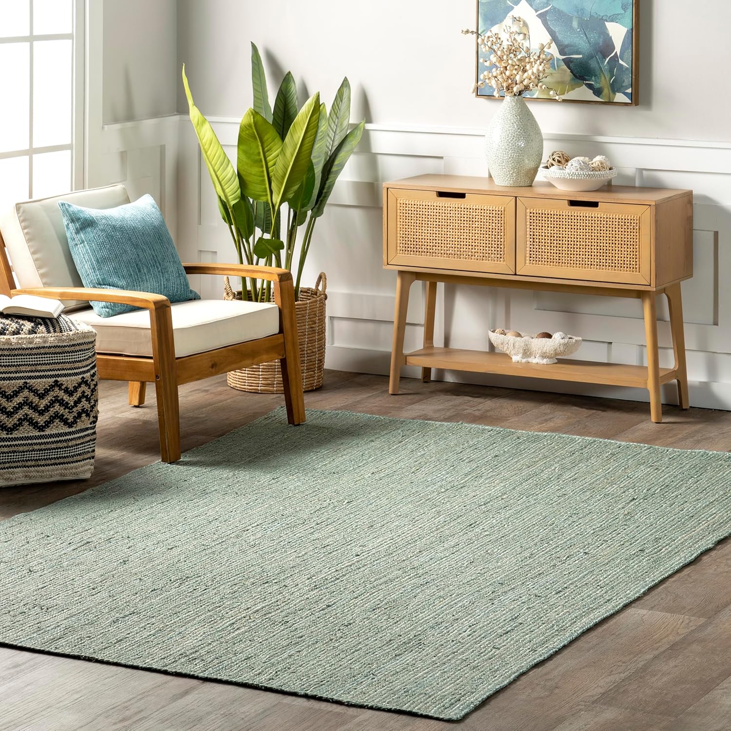 nuLOOM Rigo Jute Hand Woven Area Rug for Cozy Farmhouse Style