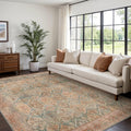 Bavni Washable Rug 8x10 Area Rug - Low Pile Pinkish Vintage Look