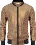 COOFANDY Men's Metallic 70s Disco Varsity Bomber Jacket - Shiny