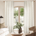 Patterned Farmhouse Linen Curtains 84 in Length - Neutral Boho Floral