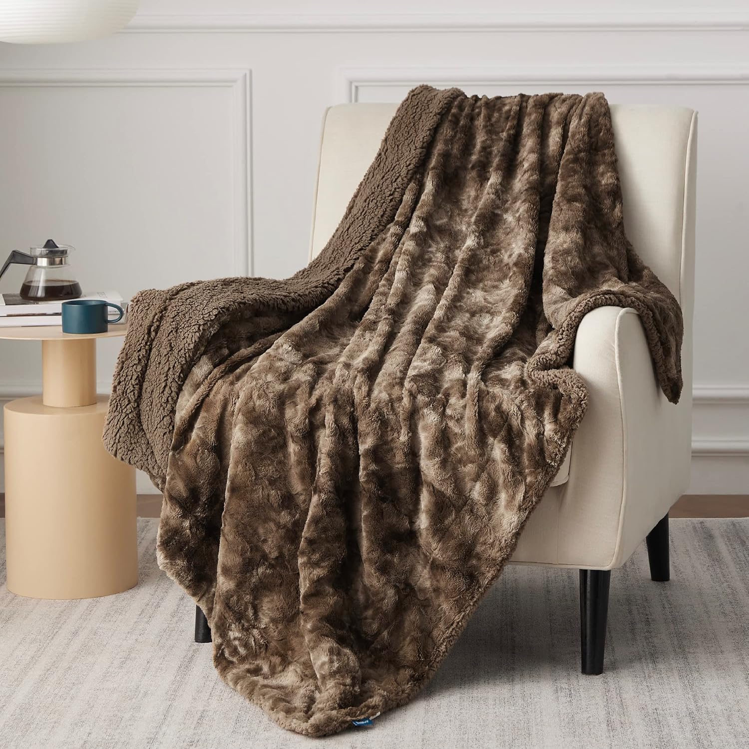 Bedsure GentleSoft Sherpa Fluffy Throw Blanket for Cozy Comfort