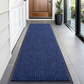Front Door Mat 59x20 in Blue - Low Profile Waterproof Doormat