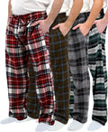 Men's 4 Pack Flannel Pajama Lounge & Sleep Pants - Ultra Soft