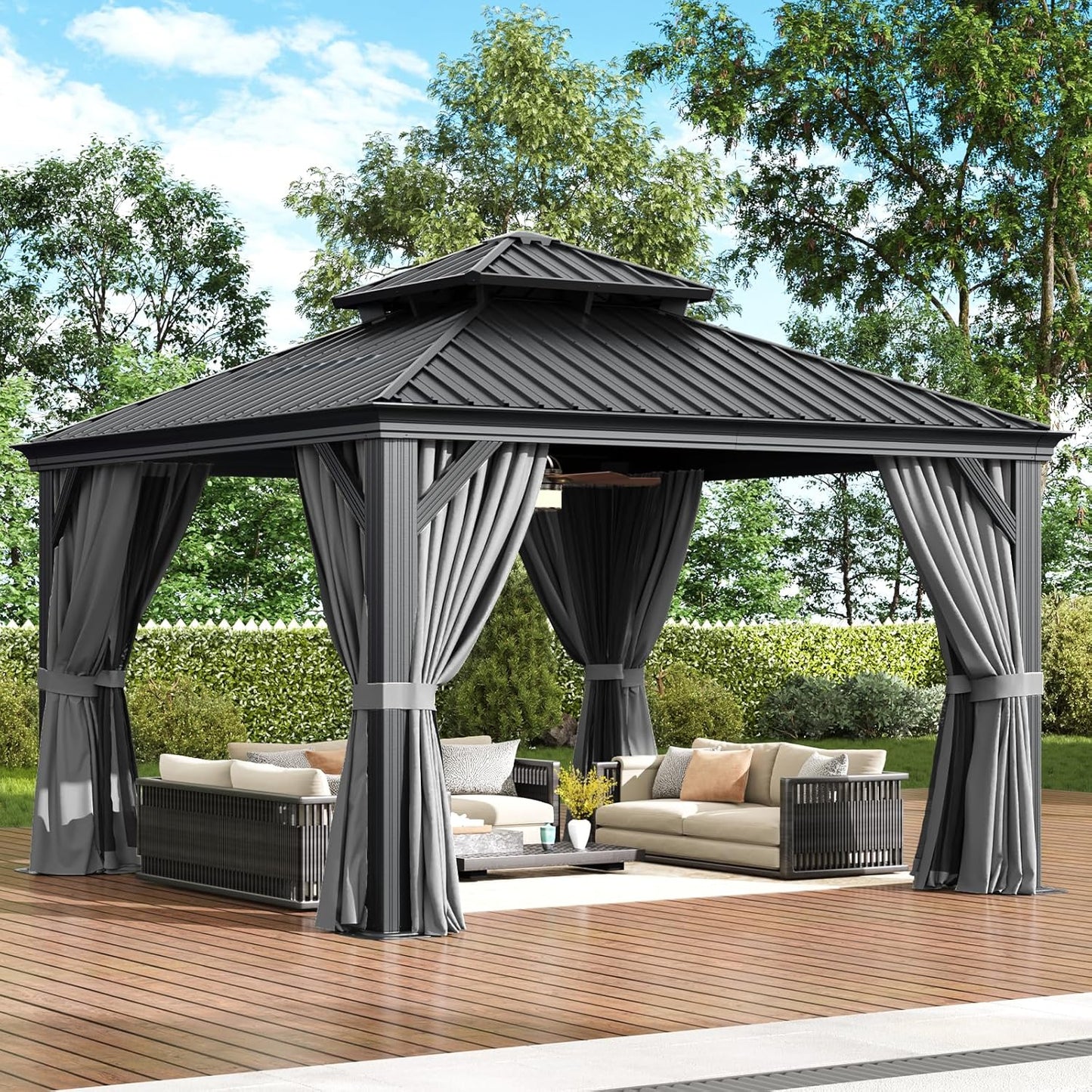 Aoxun 12x12 Hardtop Gazebo with Gutter for Outdoor Comfort