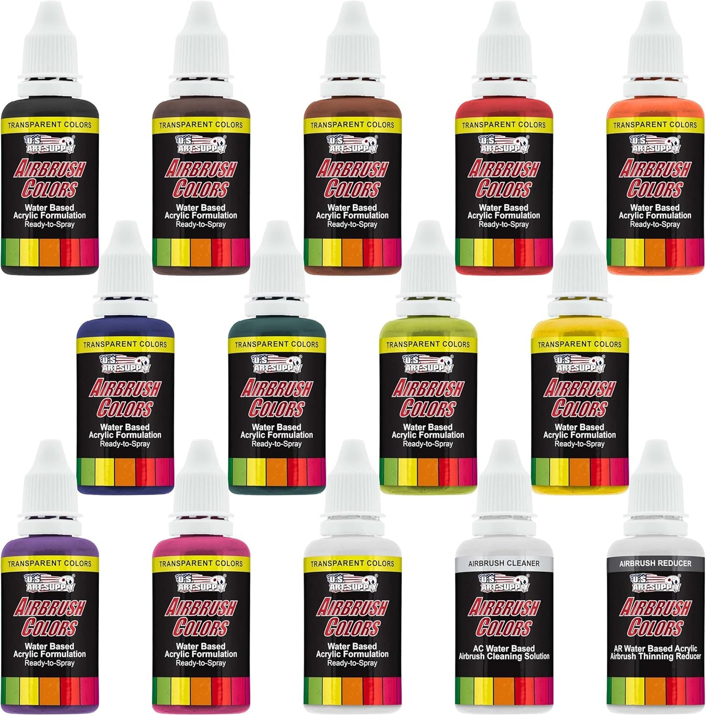 U.S. Art Supply Airbrush Paint Set - 12 Vibrant Colors Ready to Spray