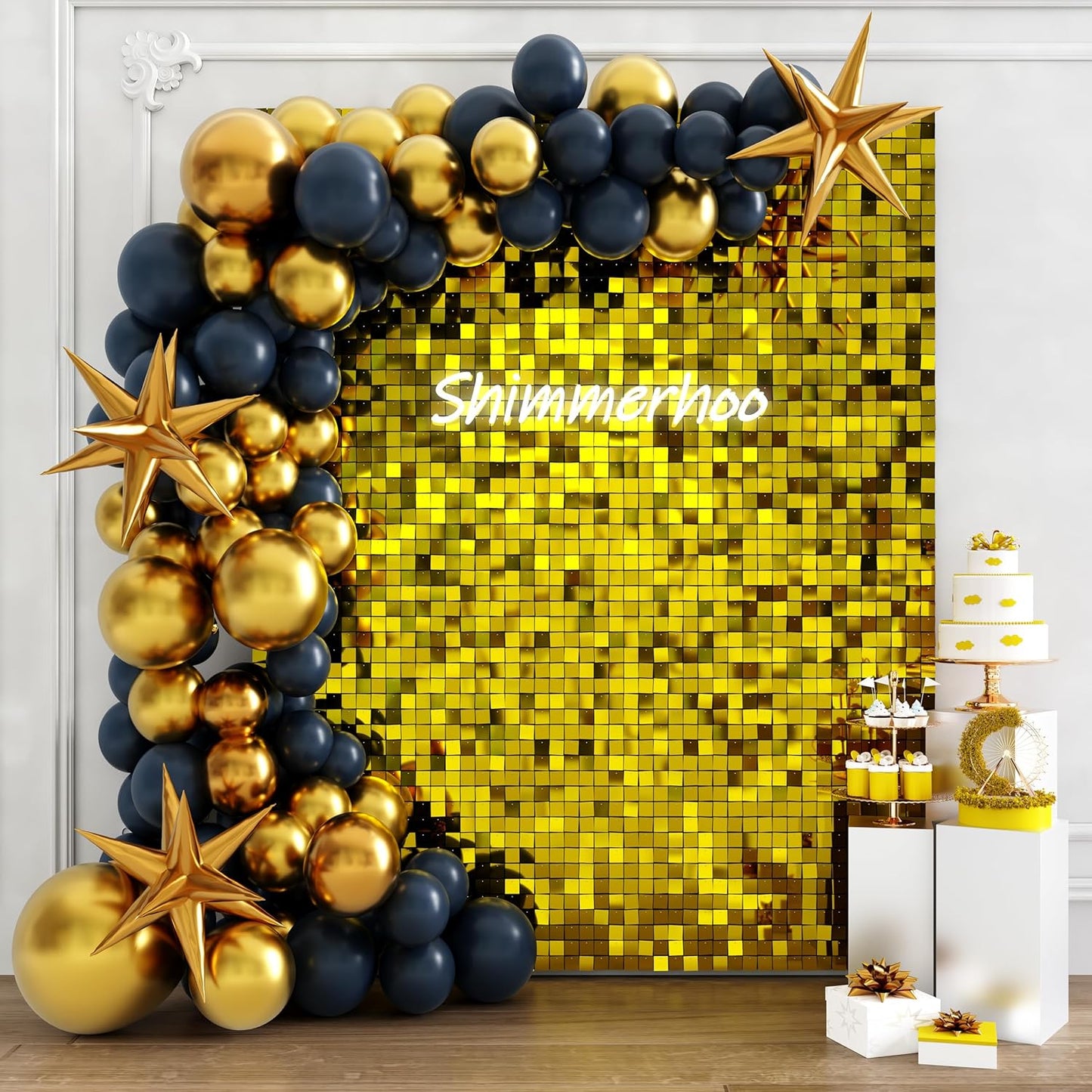 Shimmer Wall Backdrop - 24pcs Pure Gold Party Decor Panels