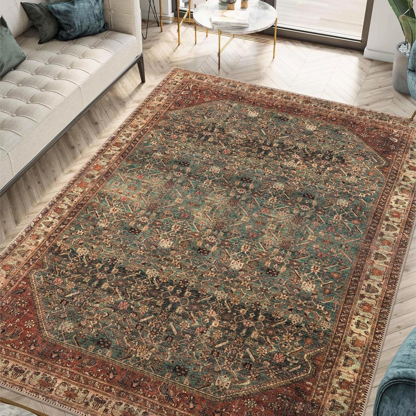 Keen Home Design 9x12 Rug - Vintage Machine Washable Area Rug